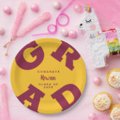 Eigen naam Maroon en Gold Afstuderen Papieren Bordje (Feest)