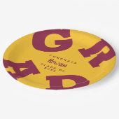 Eigen naam Maroon en Gold Afstuderen Papieren Bordje (Gekanteld)
