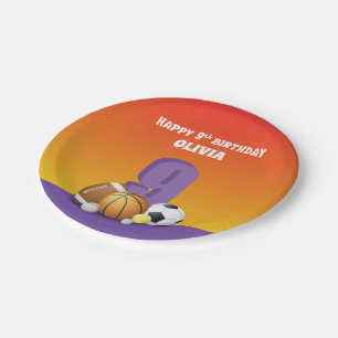 Eigen naam: Meisje 9e verjaardag Sportbroeken Papieren Bordje