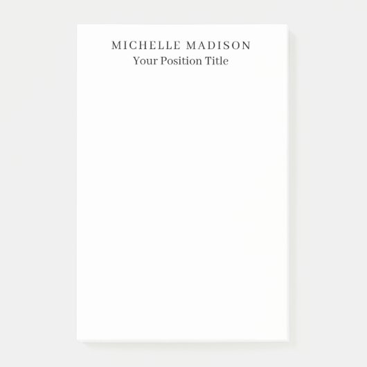 Eigen Naam Mode Trendy Minimalistische Professione Post-it® Notes (Voorkant)