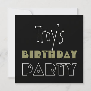 Eigen naam Modern Birthday Party Camo Green Black Kaart