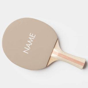 Eigen naam: monogram beige tan minimalistisch tafeltennisbatje