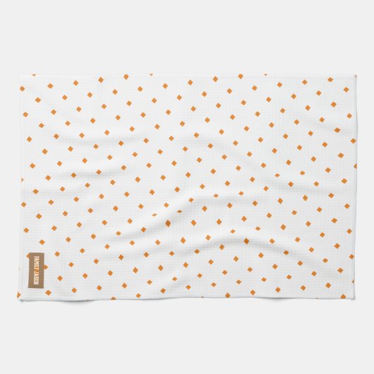 Eigen naam monogram diamanten patroon wit sinaasap theedoek (Horizontaal)