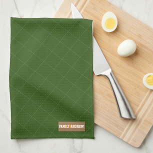 Eigen naam monogram diamanten stijlvol groen schat theedoek