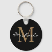 Eigen naam Monogram Glamoureus Script Black Sleutelhanger (Achterkant)