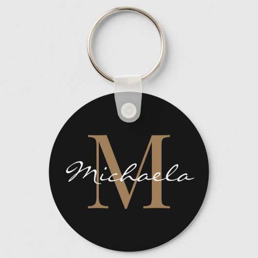 Eigen naam Monogram Glamoureus Script Black Sleutelhanger (Achterkant)