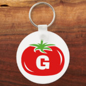 Eigen naam monogram rode tomaten sleutelhangers (Voorkant)