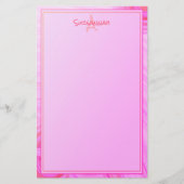 Eigen naam Monogram roze textuurrand Briefpapier (Voorkant)