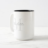 Eigen naam Monogram script Tweekleurige Koffiemok (Voorkant links)