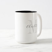 Eigen naam Monogram script Tweekleurige Koffiemok (Voorkant rechts)