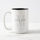 Eigen naam Monogram script Tweekleurige Koffiemok (Links)
