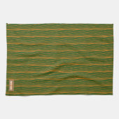 Eigen naam monogram stremmen groene sinaasappel theedoek (Horizontaal)