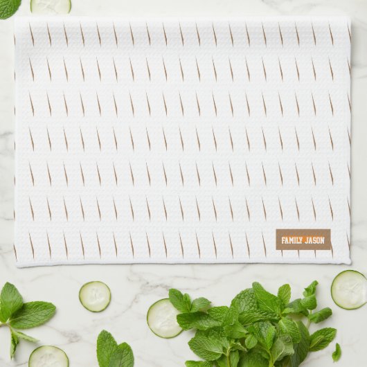 Eigen naam monogram stremt golven witte bruine kit theedoek (Gevouwen)