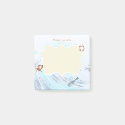 Eigen naam Ocean Theme Crab Life Preserver Bottle Post-it® Notes (Voorkant)