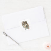 Eigen naam of tekst Wolf waterverf Dier Vierkante Sticker (Envelop)