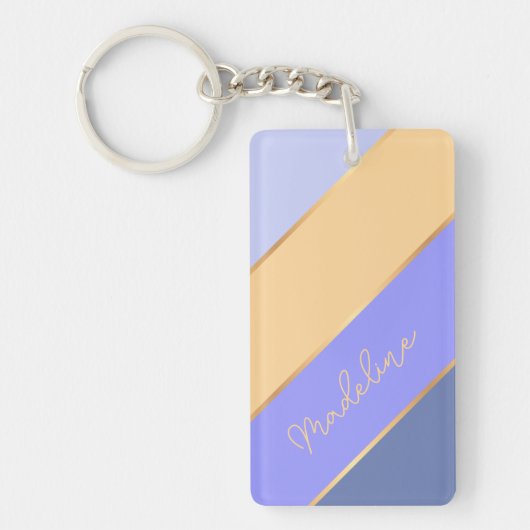Eigen naam op Blue Violet Lavender Sunny Yellow Sleutelhanger (Voorkant)