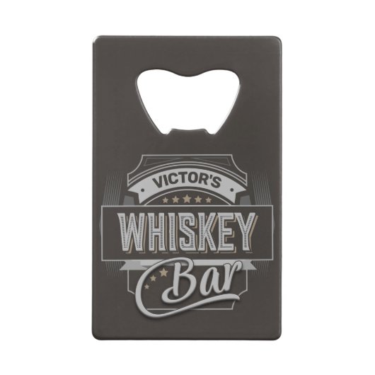 Eigen naam Oude luxe quorelabel Whiskey Bar Kredietkaart Flessenopener (Voorkant)