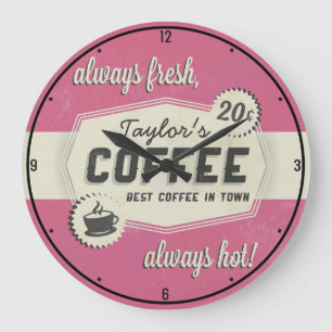 Eigen NAAM Oude Retro 50 Koffiewinkel Winkelcontai Grote Klok