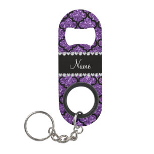Eigen naam paarse glitter moroccan mini flessenopener