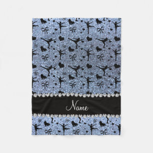 Eigen naam pastelblauw glitter-afbeelding schaven fleece deken