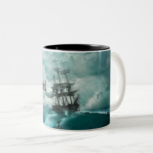 Eigen naam Pirate Ship Vibrant Stormy Ocean Mok (Voorkant rechts)