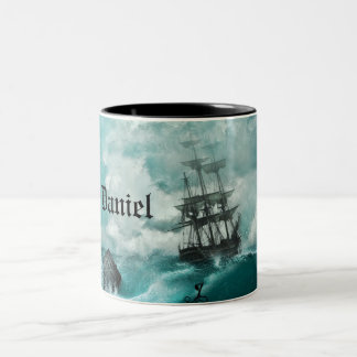 Eigen naam Pirate Ship Vibrant Stormy Ocean Mok