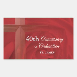 Eigen naam Priest Jubileum Ordination Red Rose Rechthoekige Sticker