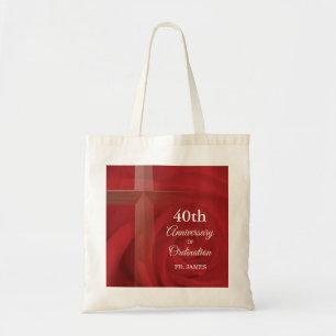 Eigen naam Priest Jubileum Ordination Red Rose Tote Bag