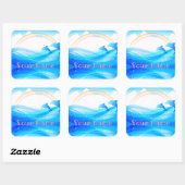 Eigen naam Rainbow Summer Magic Blue Dolphins Vierkante Sticker (Vel)