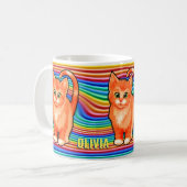 Eigen naam regenbogen en kitten Mok. KoffieMok (Voorkant links)