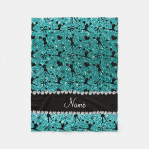 Eigen naam robin oegblauw glitter cheerleading fleece deken