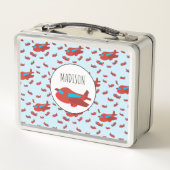 Eigen naam rode en blauwe vliegtuigpatroon (Achterkant)