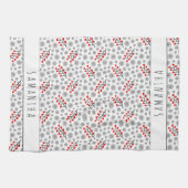 Eigen naam Rode grijze Scandinavian Floral Pattern Theedoek (Horizontaal)