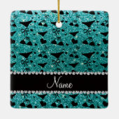 Eigen naam roodbruine glitter bikini bogen keramisch ornament (Achterkant)