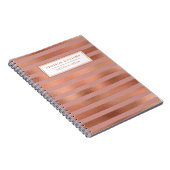 Eigen naam Roos Gold Foil Pink Stripe Pattern Notitieboek (Rechterzijde)
