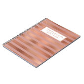 Eigen naam Roos Gold Foil Pink Stripe Pattern Notitieboek (Linkerzijde)