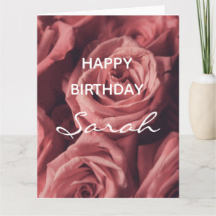 Eigen naam Roos Happy Birthday Women Girls Floral Kaart