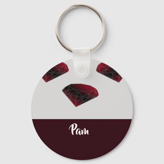 Eigen naam ruby rode edelstenen sleutelhanger (Voorkant)