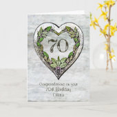 Eigen naam Rustic 70th Birthday Kaart (Gele Bloem)