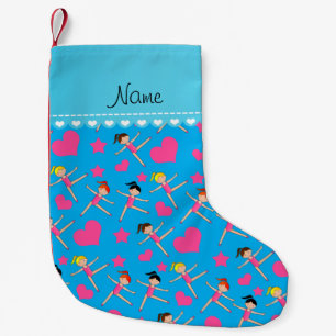 Eigen naam sky blue girl gymnasten hartsterren kleine kerstsok