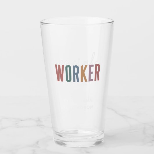 Eigen naam sociale werknemers afstuderen cadeaus glas (Voorkant)