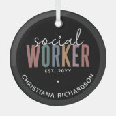 Eigen naam sociale werknemers afstuderen cadeaus glas ornament (Voorkant)