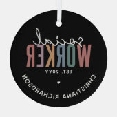 Eigen naam sociale werknemers afstuderen cadeaus glas ornament (Achterkant)