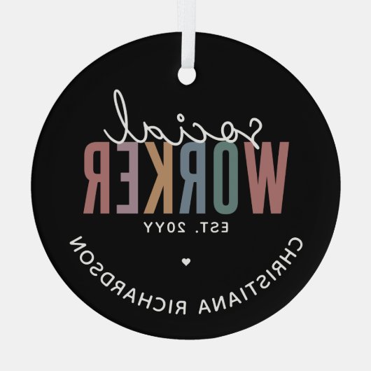 Eigen naam sociale werknemers afstuderen cadeaus glas ornament (Achterkant)