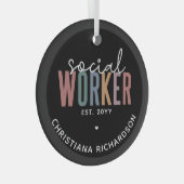 Eigen naam sociale werknemers afstuderen cadeaus glas ornament (Voorkant Rechts)