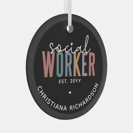 Eigen naam sociale werknemers afstuderen cadeaus glas ornament (Voorkant Rechts)