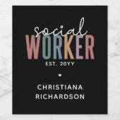 Eigen naam sociale werknemers afstuderen cadeaus wijn etiket (Enkel label)