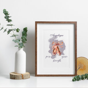 Eigen naam Tekst ballet Pointe Shoes Ballerina Foto Afdruk