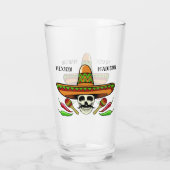 Eigen naam/tekst Mexicaans schedel pint glas (Achterkant)