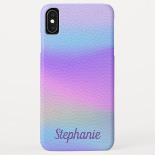 Eigen naam Trendy Rainbow Leather Texple iPhone XS Max Hoesje